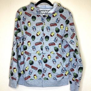 Marvel Comics HULK! CAPTAIN AMERICA! IRON MAN! Hero Toss Fleece Hoodie NWT